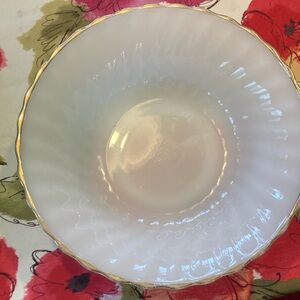 Anchor Hocking Milk Glass Bowl &Fire King Platter. Item is for sale